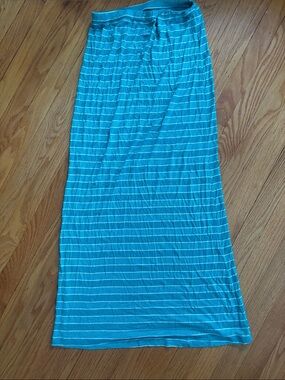 American Dream Teal Striped Maxi Skirt